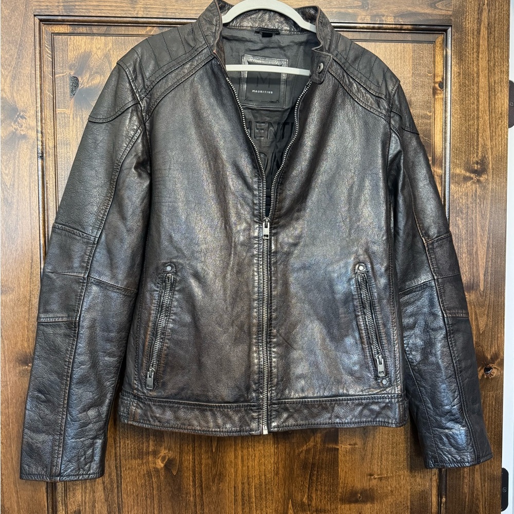 Men's Leather Bomber Jacket